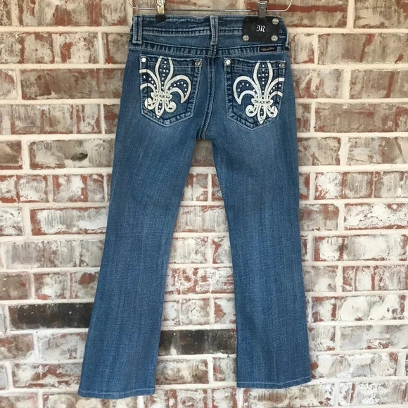 Miss Me Fleur-de-lis Bootcut Denim Jeans - Picture 1 of 15